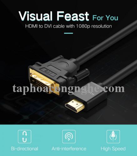 Ugreen 10137 5M màu Đen Cáp chuyển đổi HDMI sang DVI 24 + 1 thuần đồng HD106 30010137